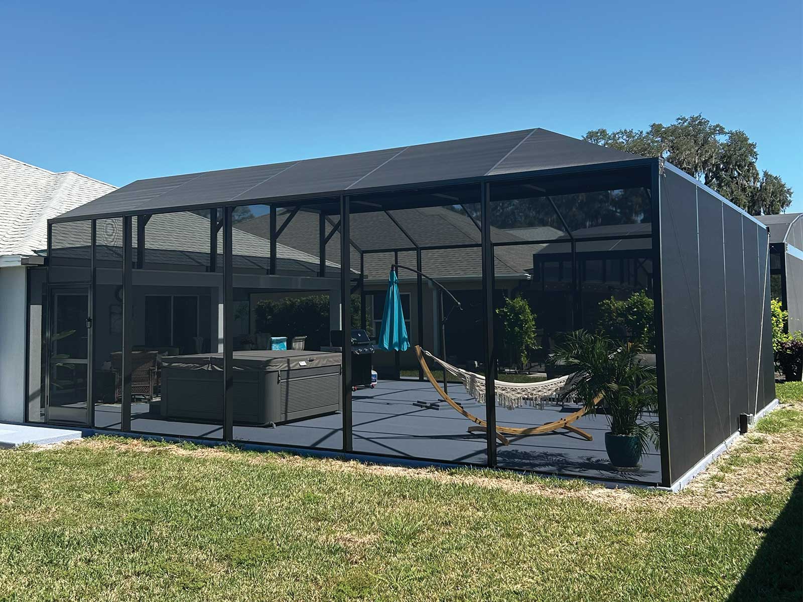 Screened birdcage enclosure on a home in The Villages, Florida